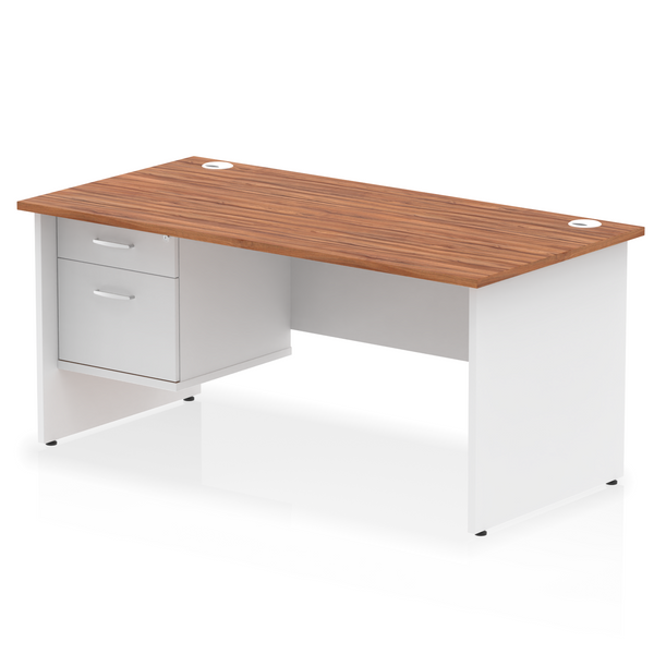 OE - Impulse 1600mm Panel End Straight Desk With Single Fixed Pedestal Two Tone