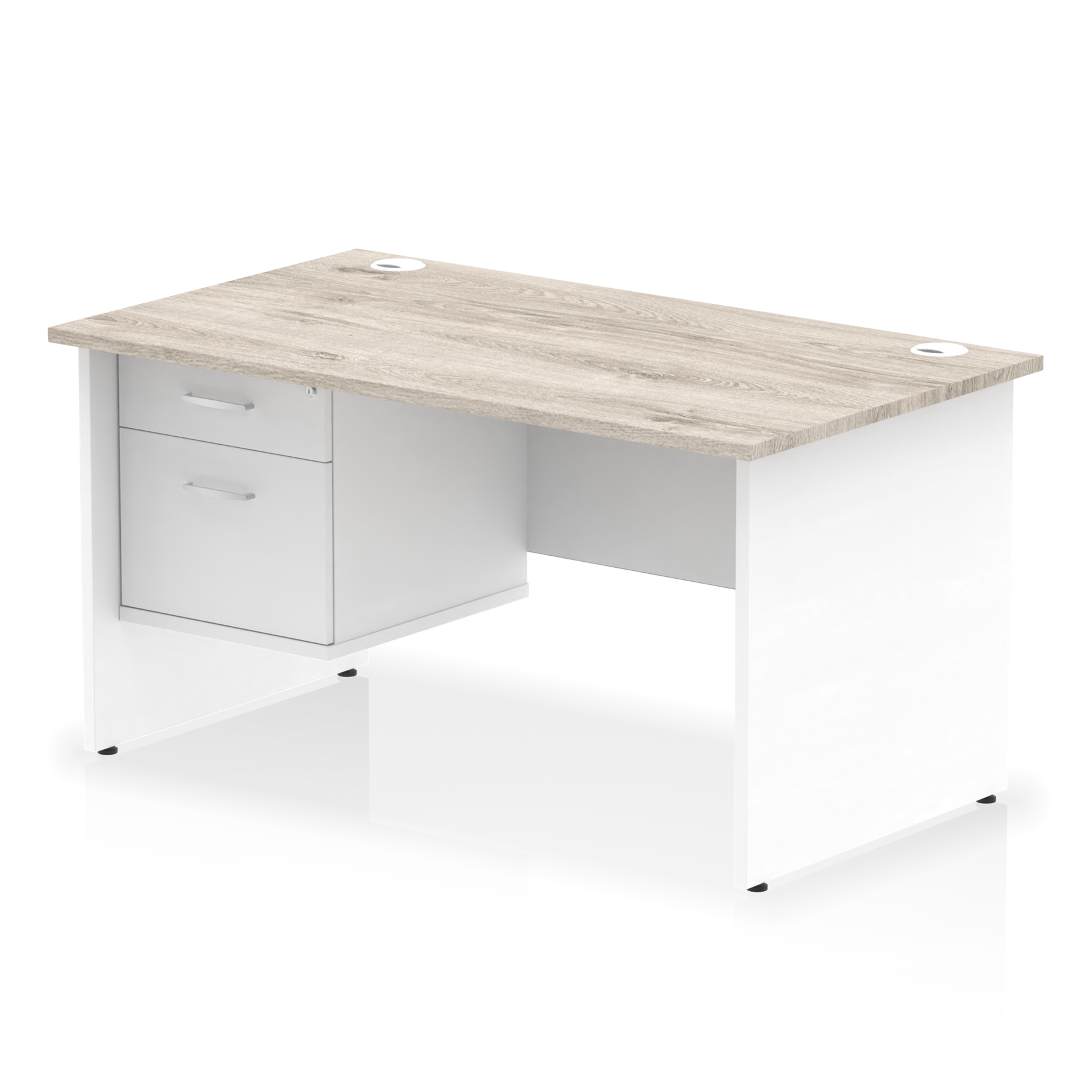 Impulse 1400mm Panel End Straight Desk With Single Fixed Pedestal