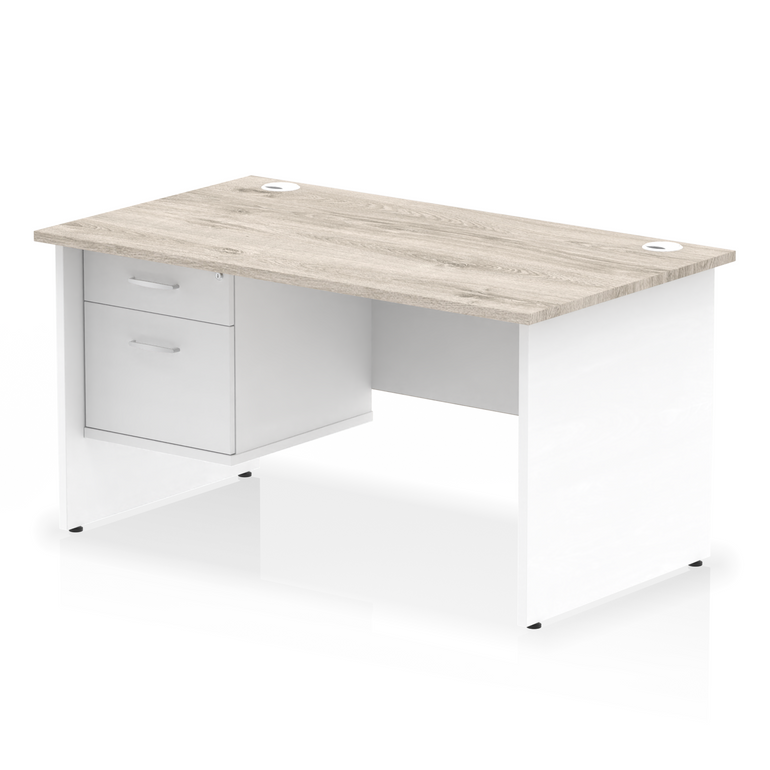 Impulse 1400mm Panel End Straight Desk With Single Fixed Pedestal