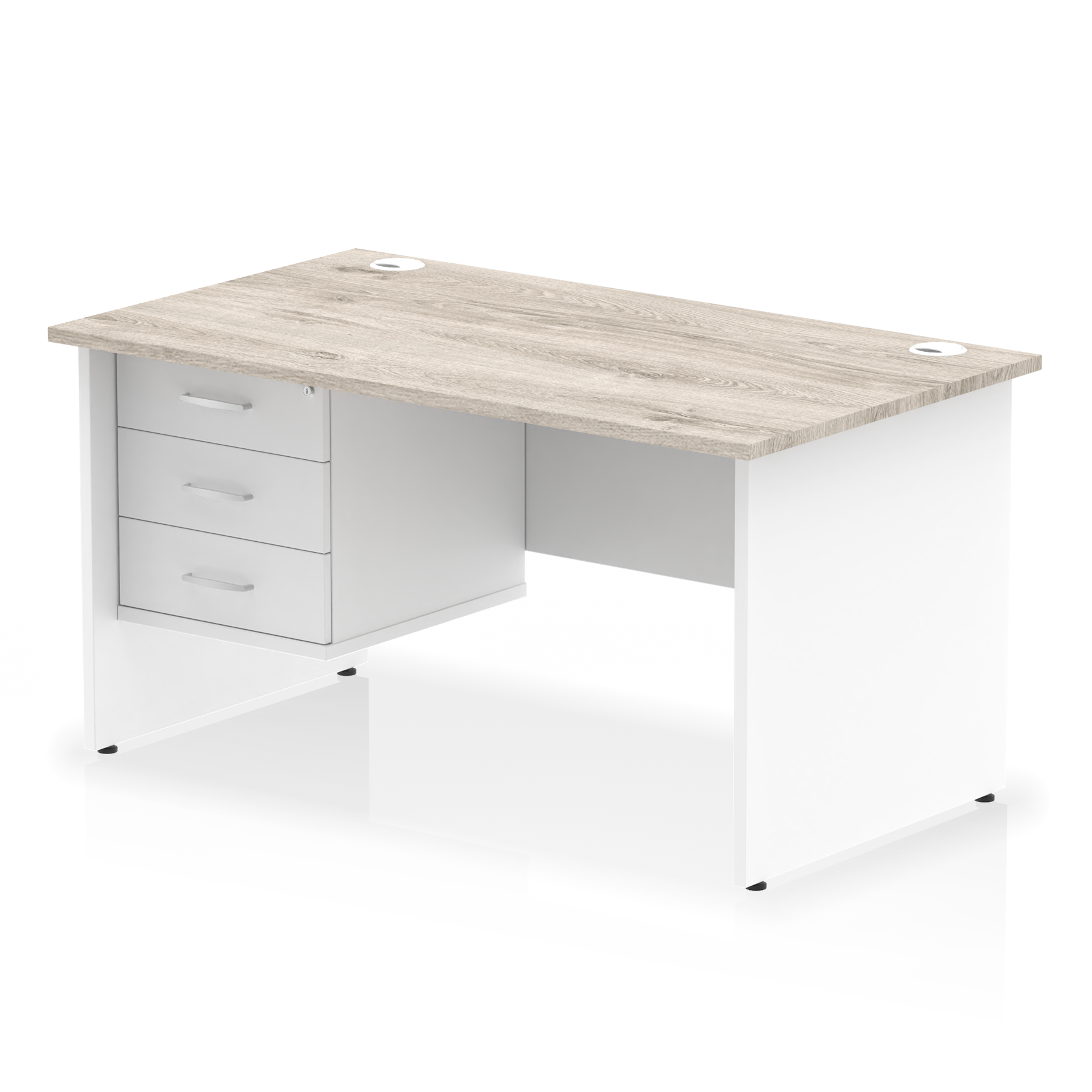 Impulse 1400mm Panel End Straight Desk With Single Fixed Pedestal