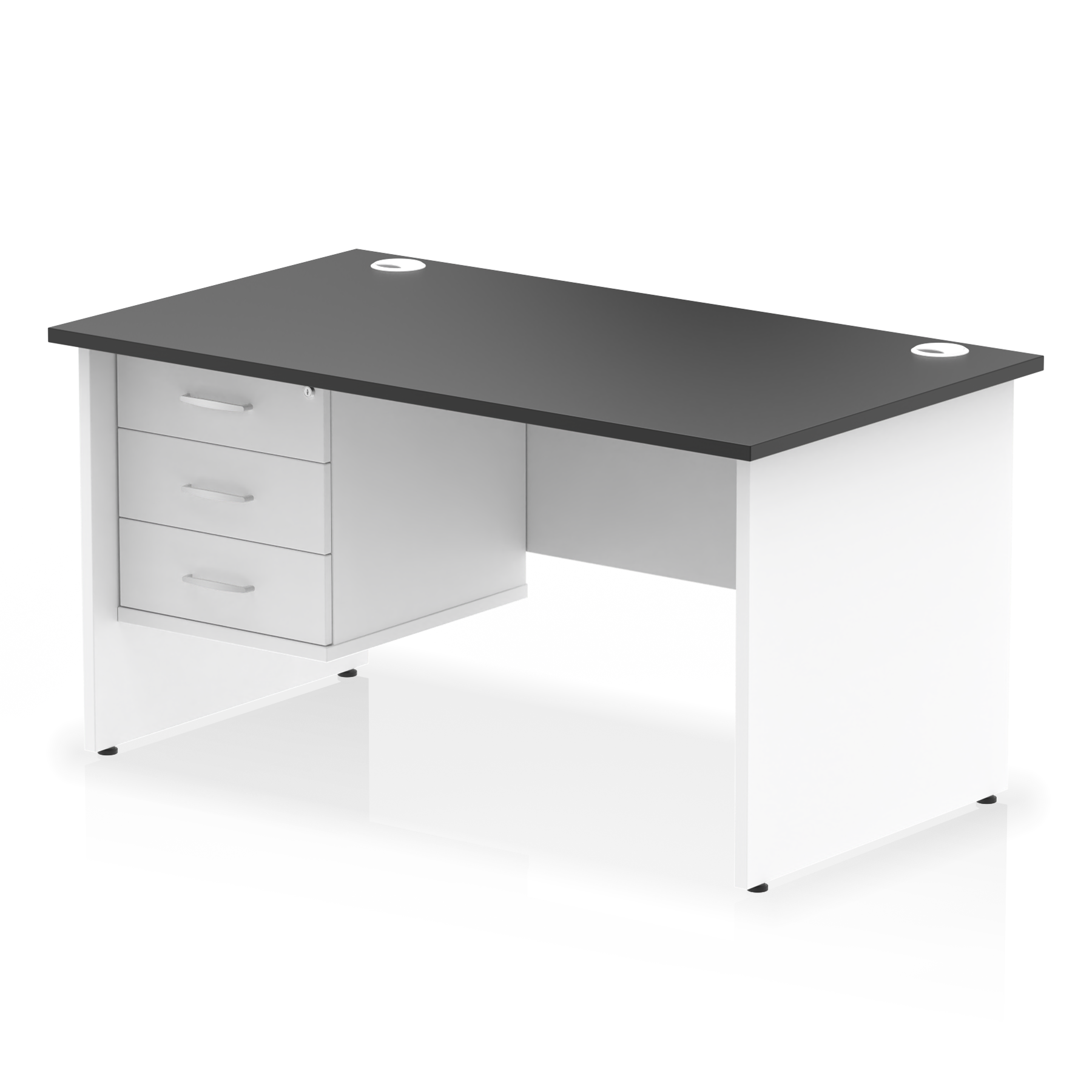 Impulse 1400mm Panel End Straight Desk With Single Fixed Pedestal