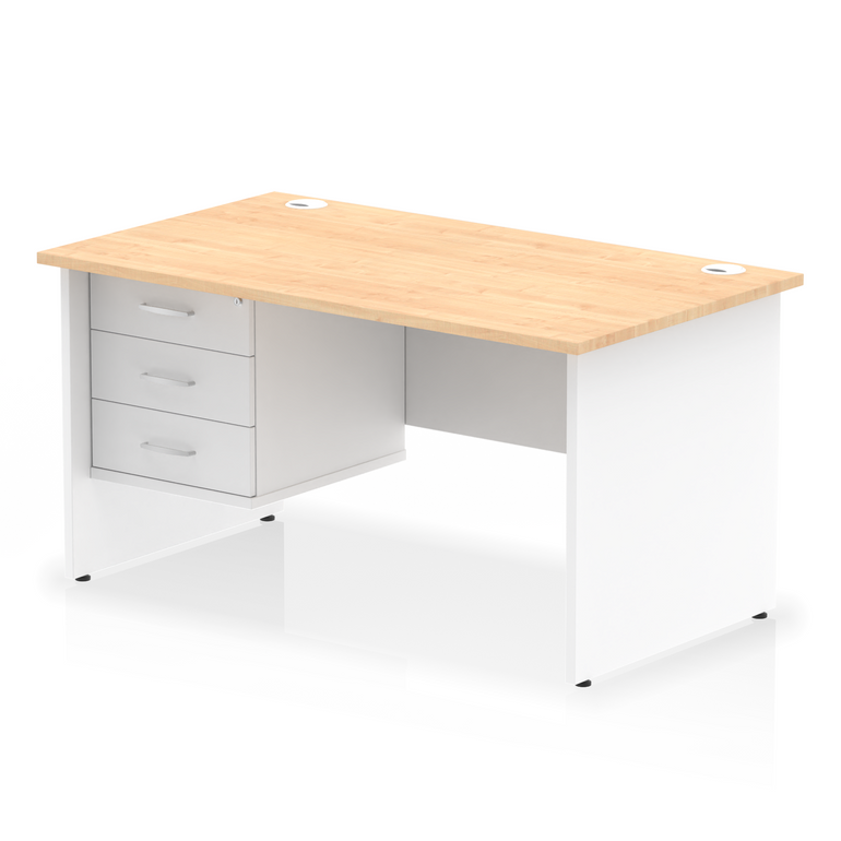 Impulse 1400mm Panel End Straight Desk With Single Fixed Pedestal