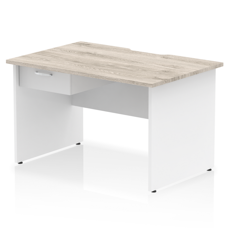Impulse Scalloped Edge Panel End Straight Desk Frame With Single One Drawer Fixed Pedestal