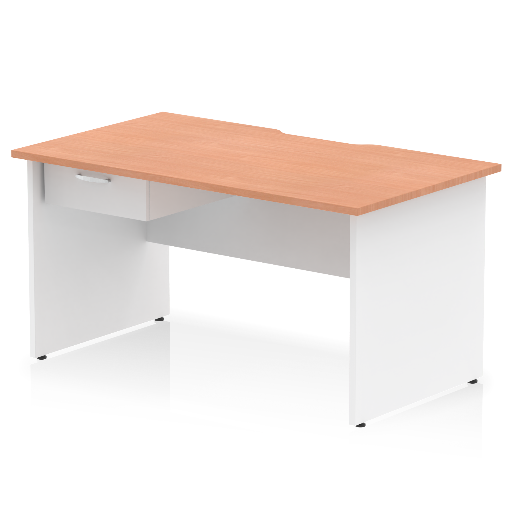 Impulse Scalloped Edge Panel End Straight Desk Frame With Single One Drawer Fixed Pedestal