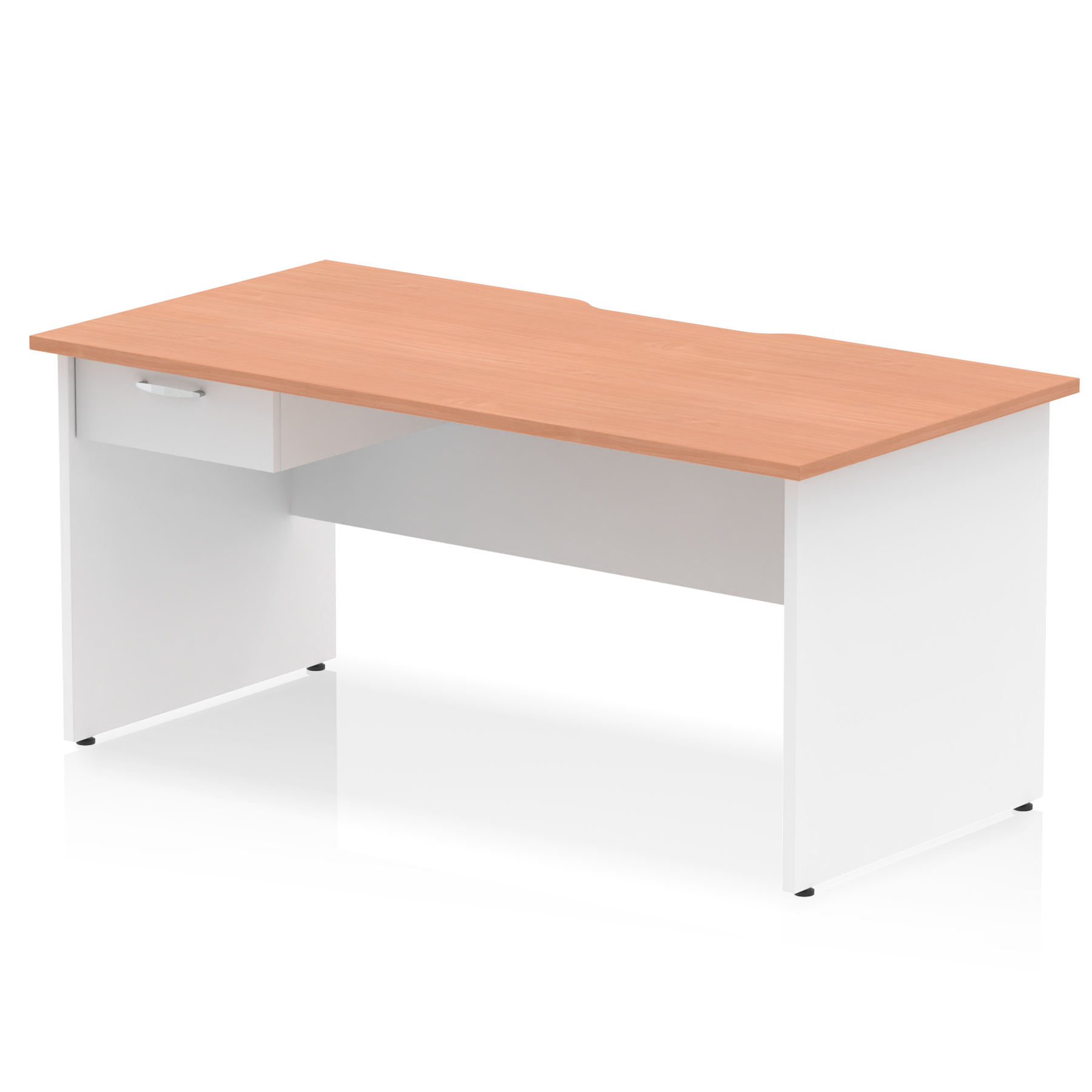 Impulse Scalloped Edge Panel End Straight Desk Frame With Single One Drawer Fixed Pedestal