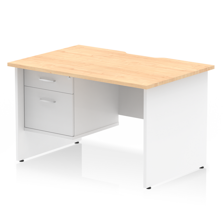 Impulse Scalloped Edge 1200mm Panel End Straight Desk With Single Fixed Pedestal