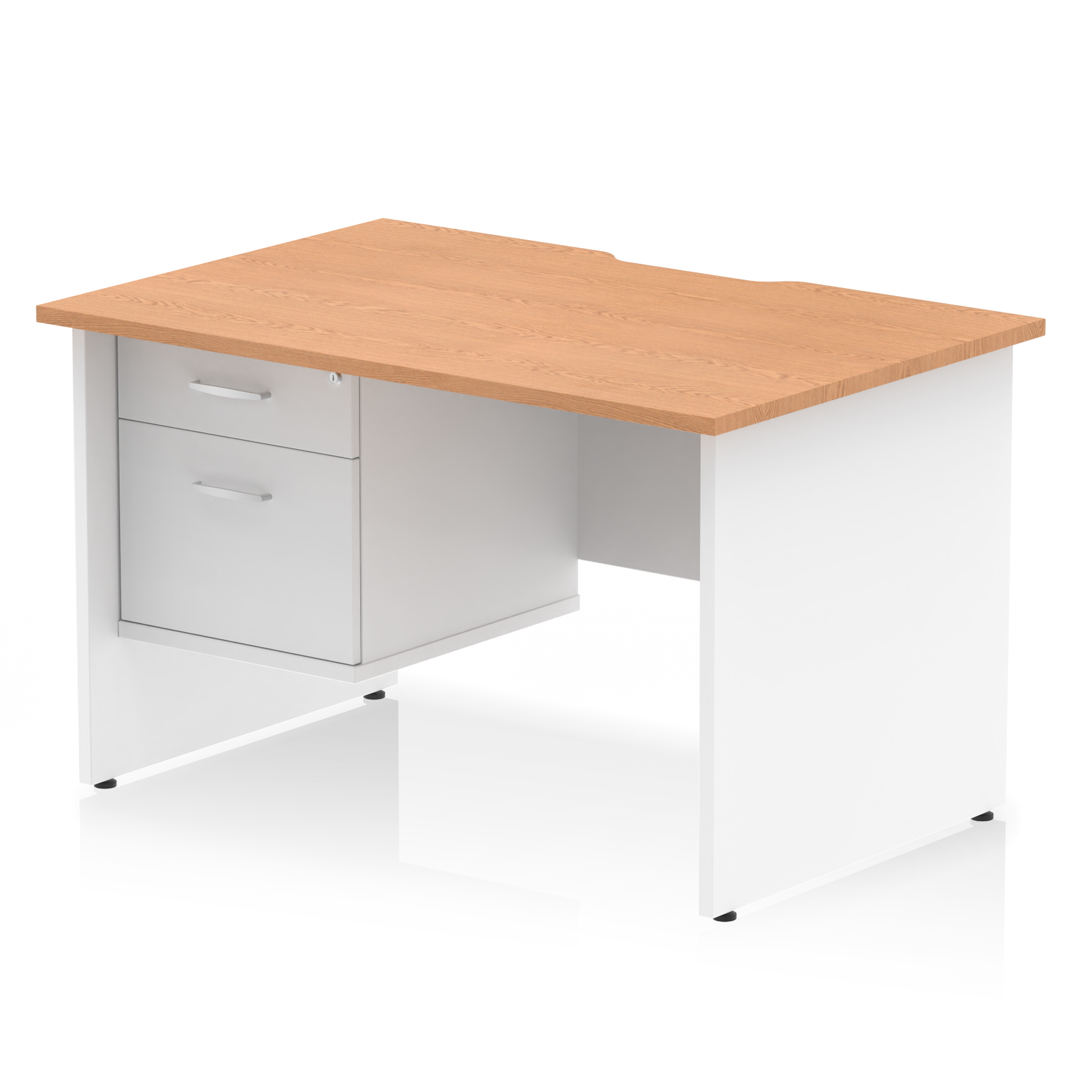 Impulse Scalloped Edge 1200mm Panel End Straight Desk With Single Fixed Pedestal