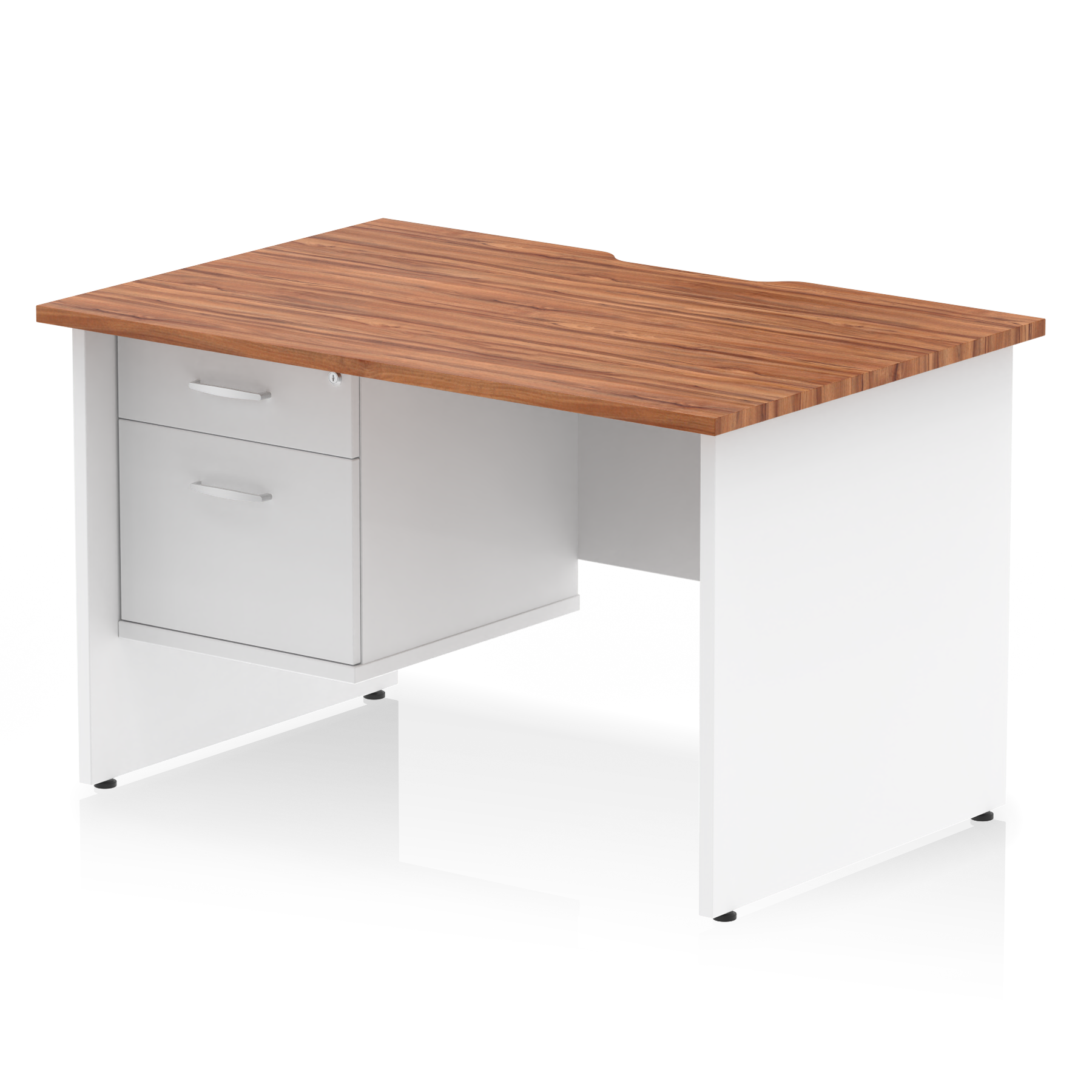 Impulse Scalloped Edge 1200mm Panel End Straight Desk With Single Fixed Pedestal