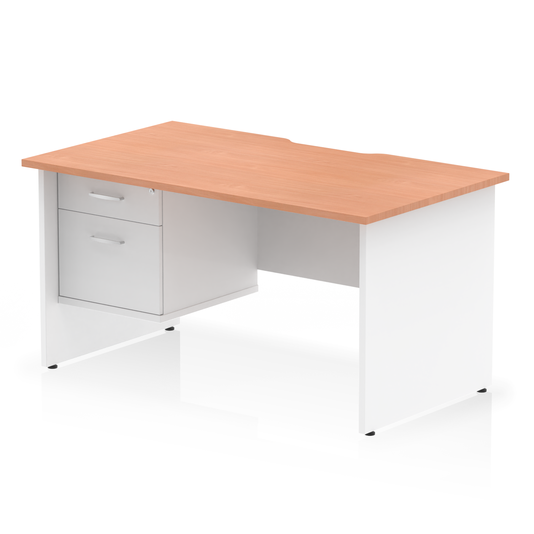 Impulse Scalloped Edge 1400mm Panel End Straight Desk With Single Fixed Pedestal