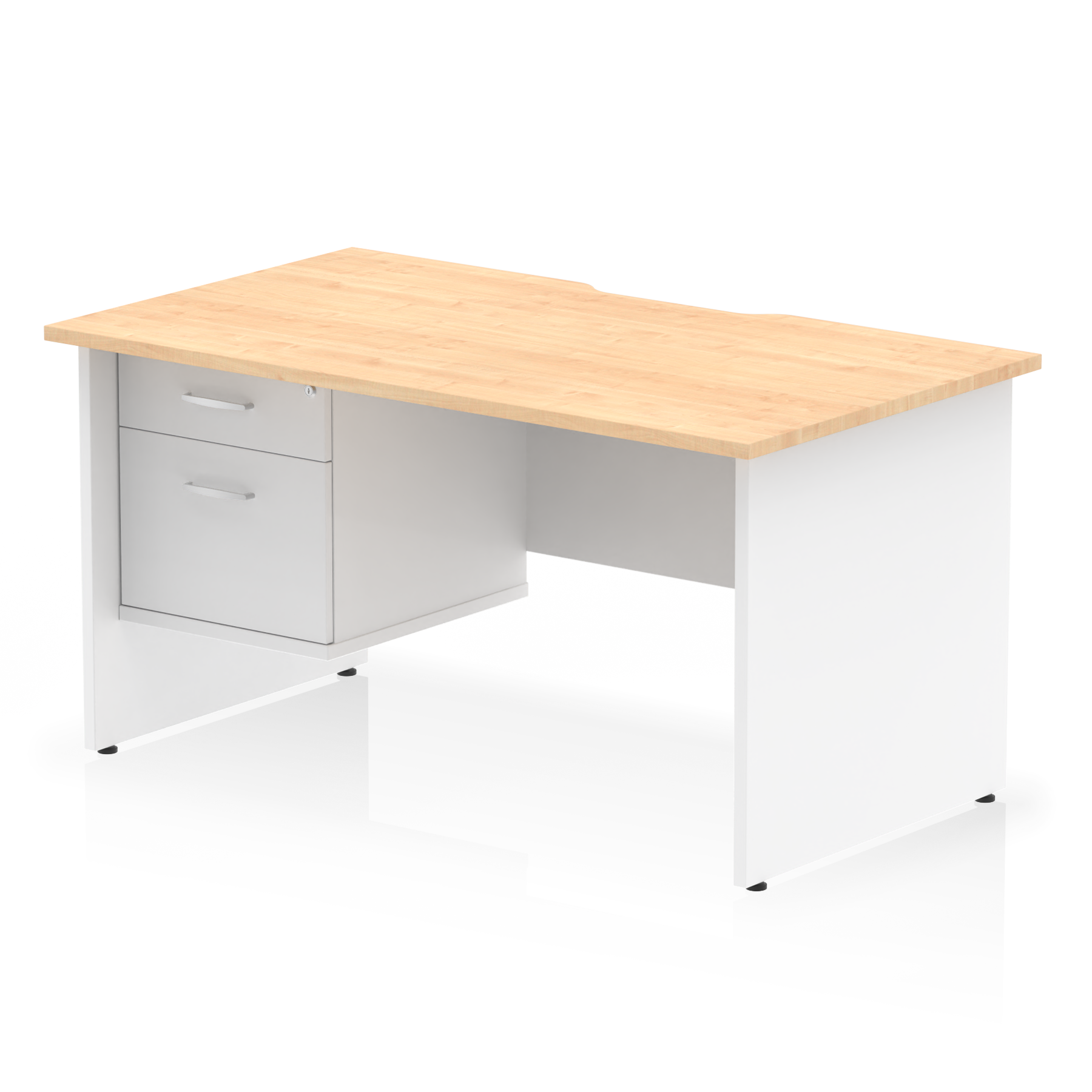 Impulse Scalloped Edge 1400mm Panel End Straight Desk With Single Fixed Pedestal