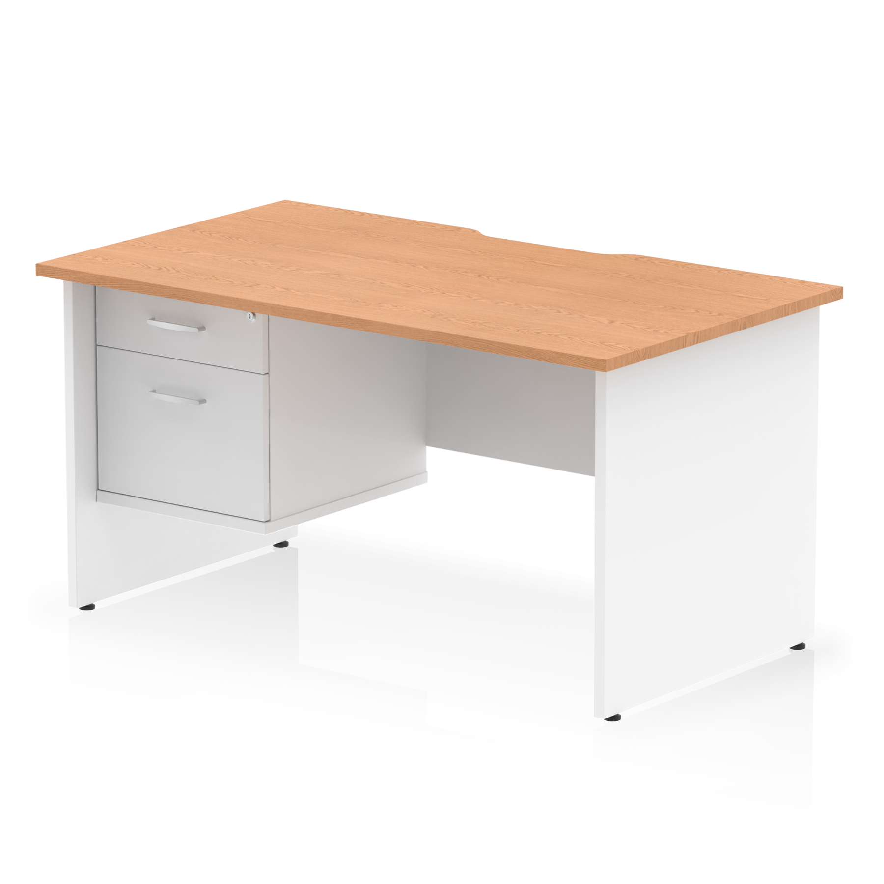 Impulse Scalloped Edge 1400mm Panel End Straight Desk With Single Fixed Pedestal