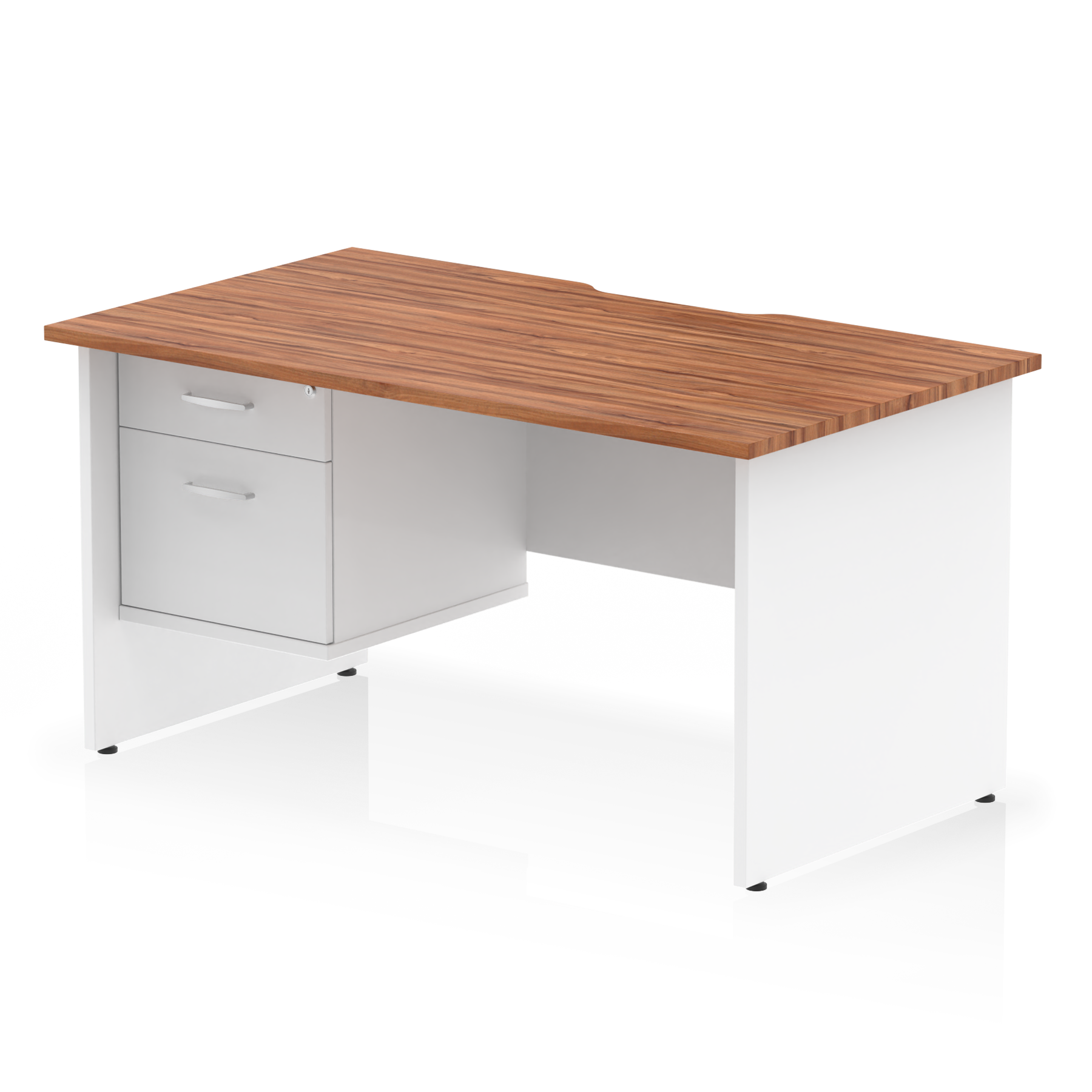 Impulse Scalloped Edge 1400mm Panel End Straight Desk With Single Fixed Pedestal