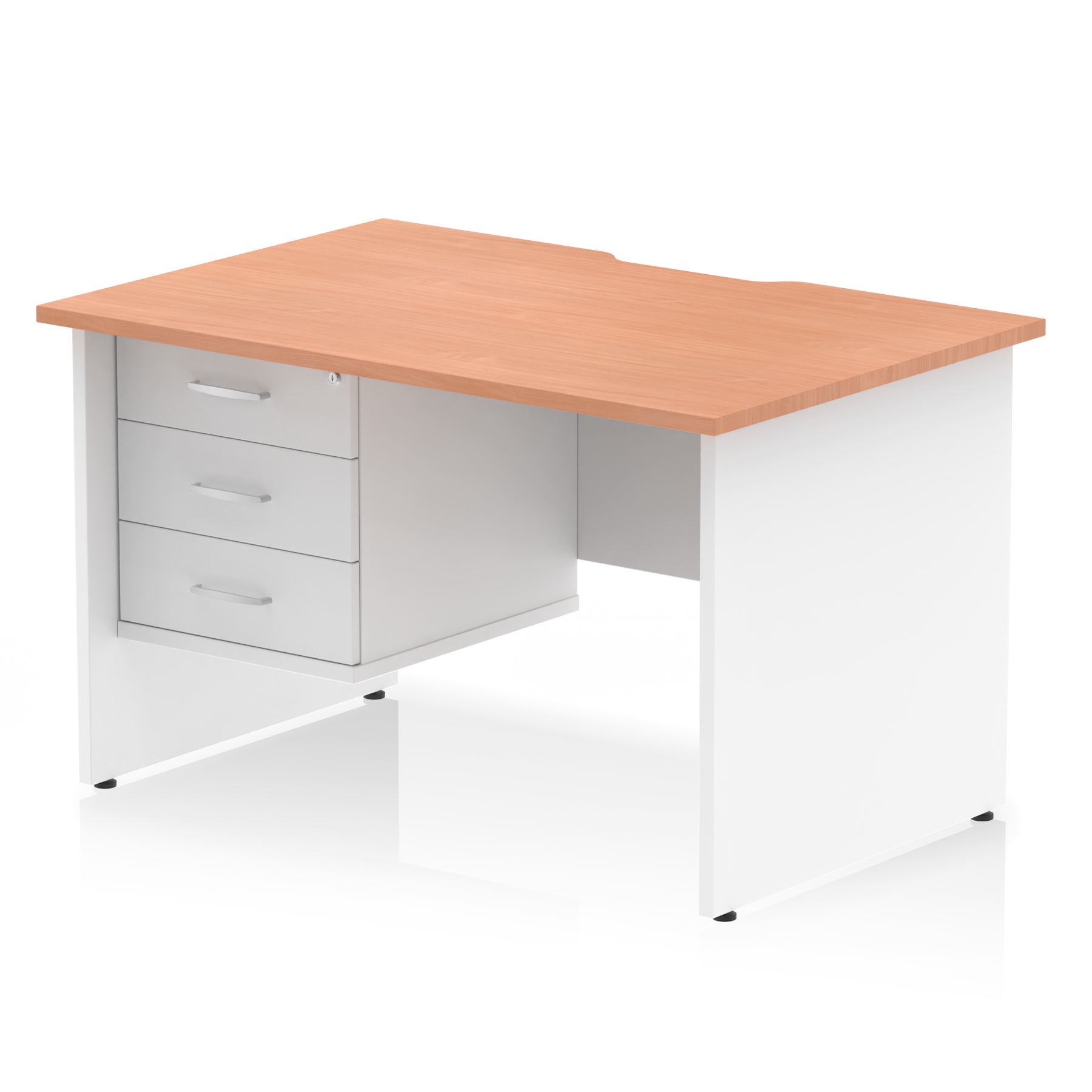 Impulse Scalloped Edge 1200mm Panel End Straight Desk With Single Fixed Pedestal