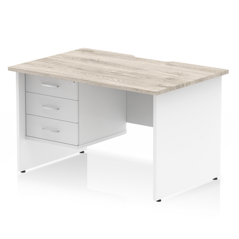 Impulse Scalloped Edge 1200mm Panel End Straight Desk With Single Fixed Pedestal