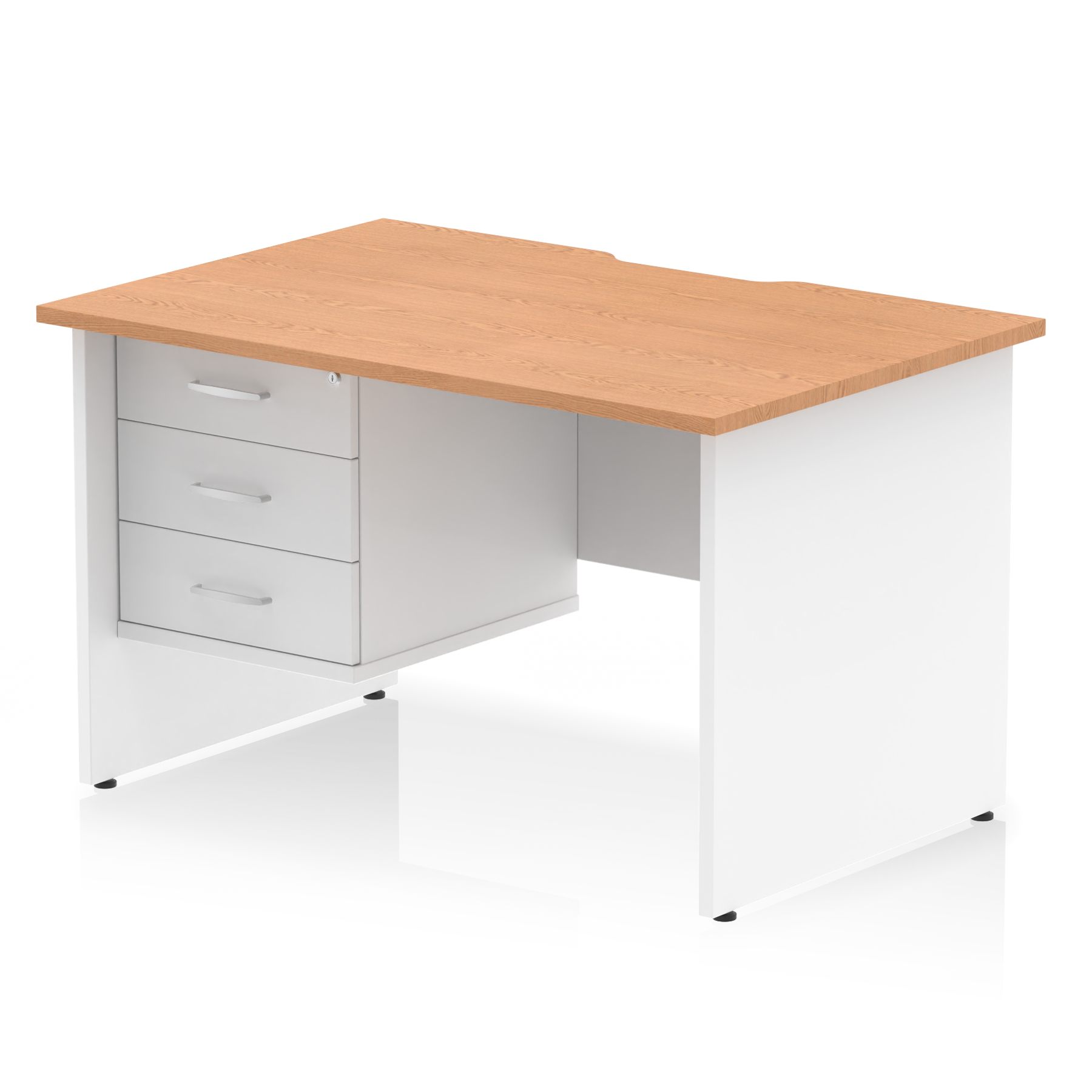 Impulse Scalloped Edge 1200mm Panel End Straight Desk With Single Fixed Pedestal