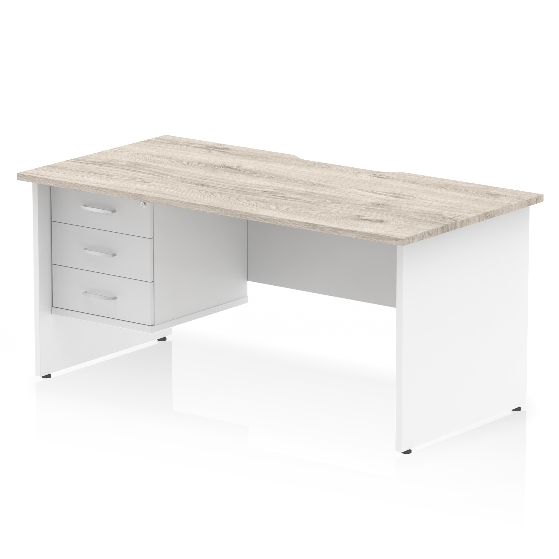 Impulse Scalloped Edge 1600mm Panel End Straight Desk With Single Fixed Pedestal