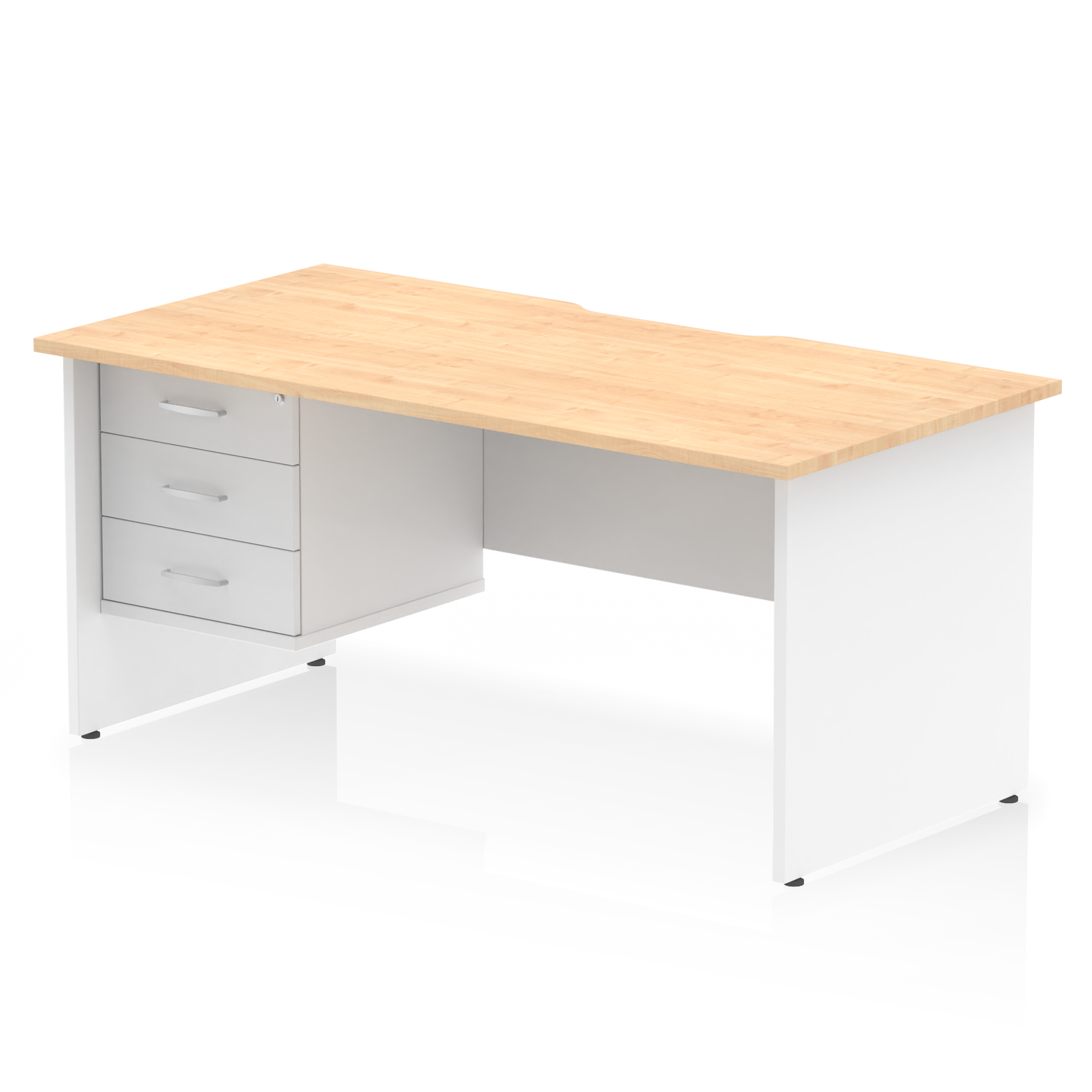 Impulse Scalloped Edge 1600mm Panel End Straight Desk With Single Fixed Pedestal