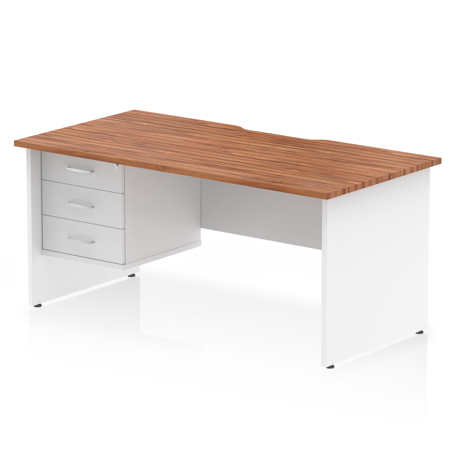 Impulse Scalloped Edge 1600mm Panel End Straight Desk With Single Fixed Pedestal