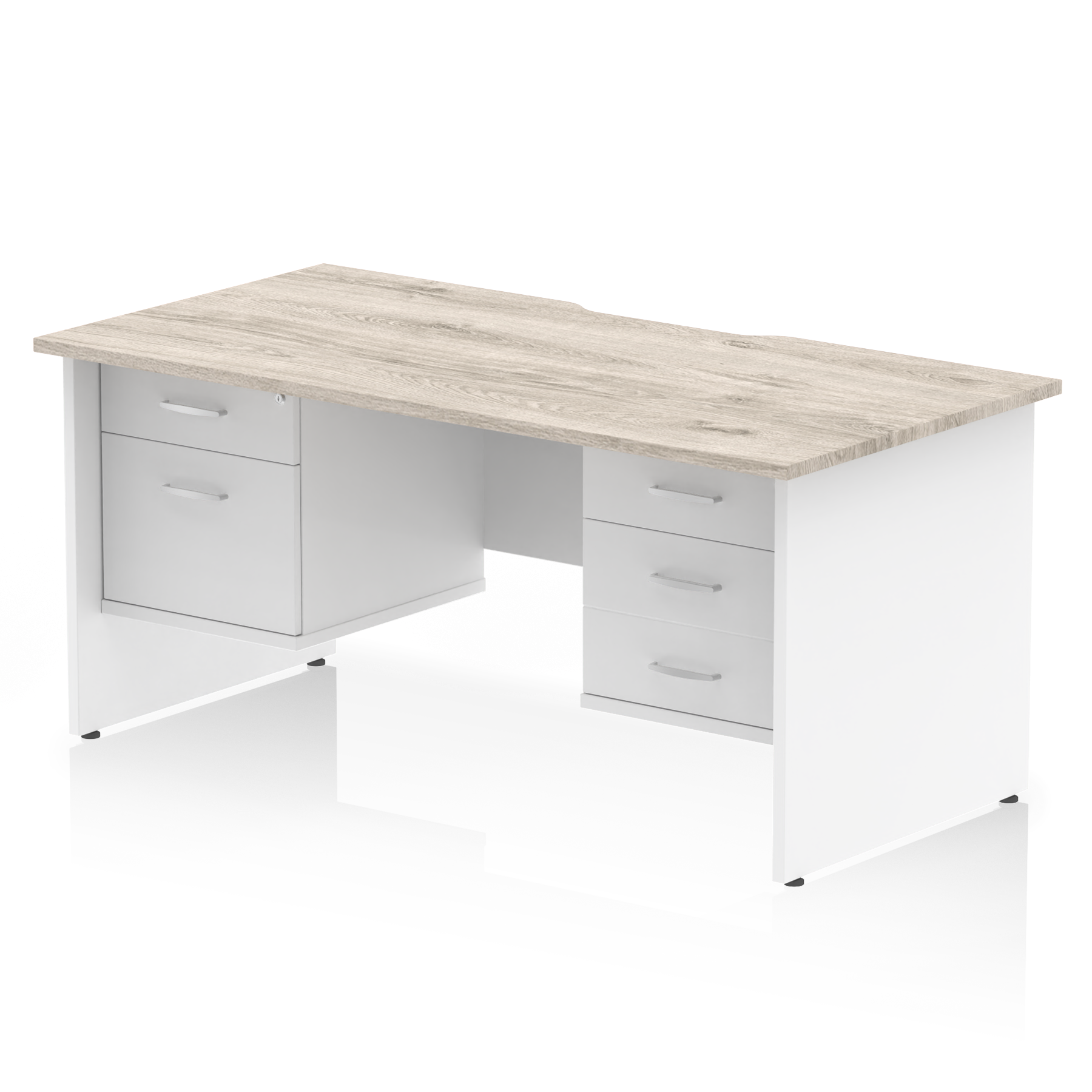 Impulse Scalloped Edge 1600mm Panel End Straight Desk With Two Fixed Pedestal