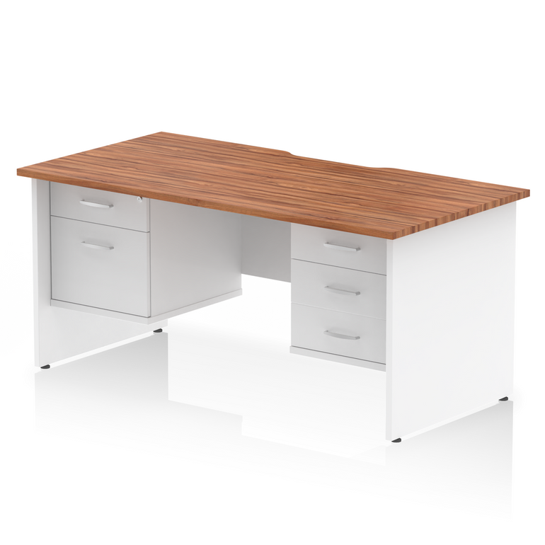 Impulse Scalloped Edge 1600mm Panel End Straight Desk With Two Fixed Pedestal