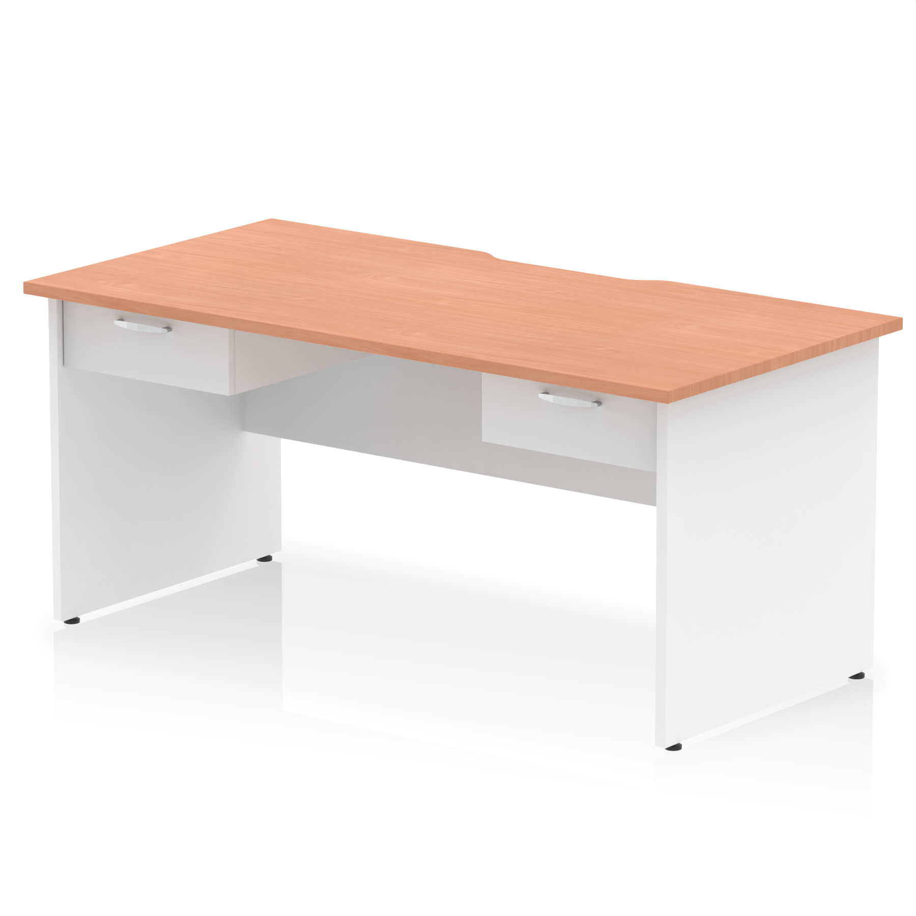 Impulse Scalloped Edge Panel End Straight Desk Frame With Two One Drawer Fixed Pedestals