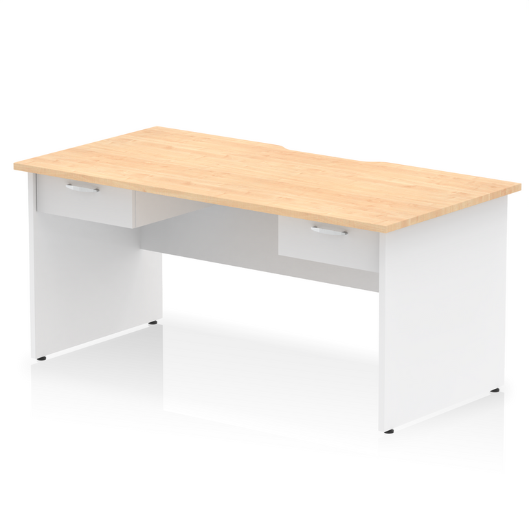 Impulse Scalloped Edge Panel End Straight Desk Frame With Two One Drawer Fixed Pedestals