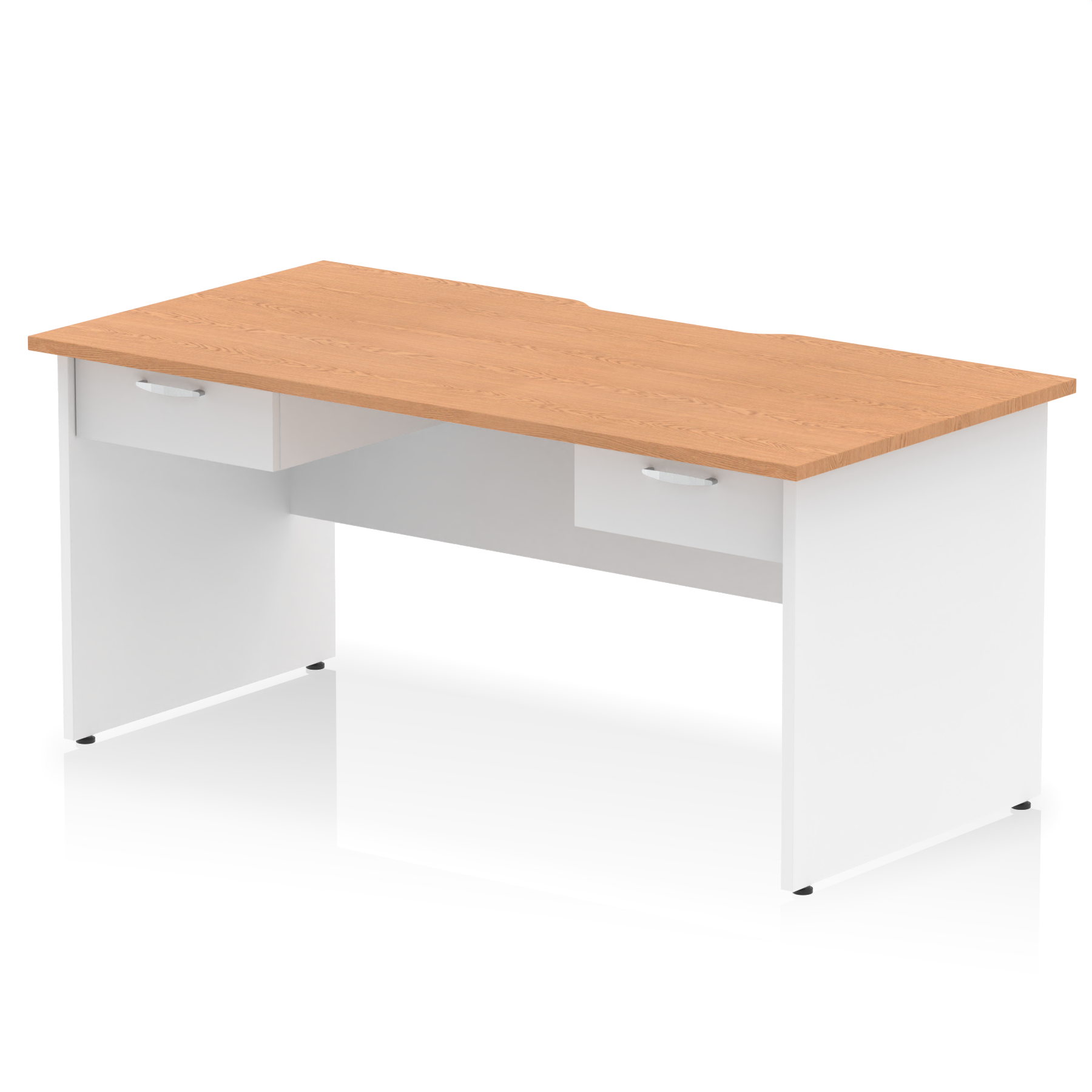 Impulse Scalloped Edge Panel End Straight Desk Frame With Two One Drawer Fixed Pedestals