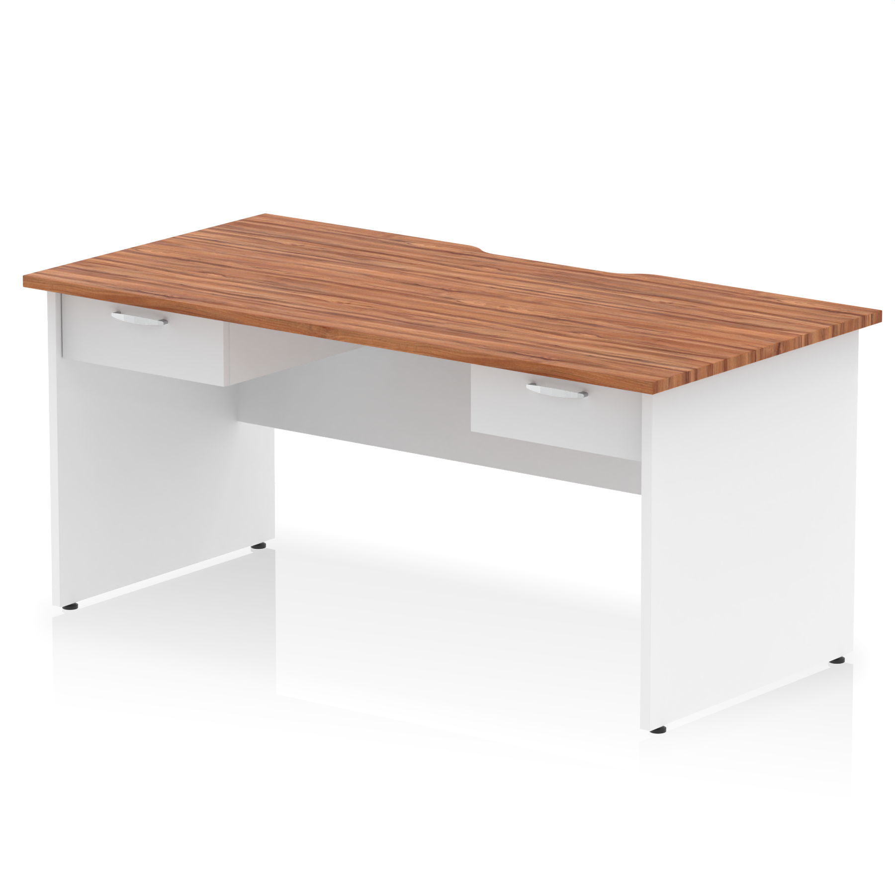 Impulse Scalloped Edge Panel End Straight Desk Frame With Two One Drawer Fixed Pedestals