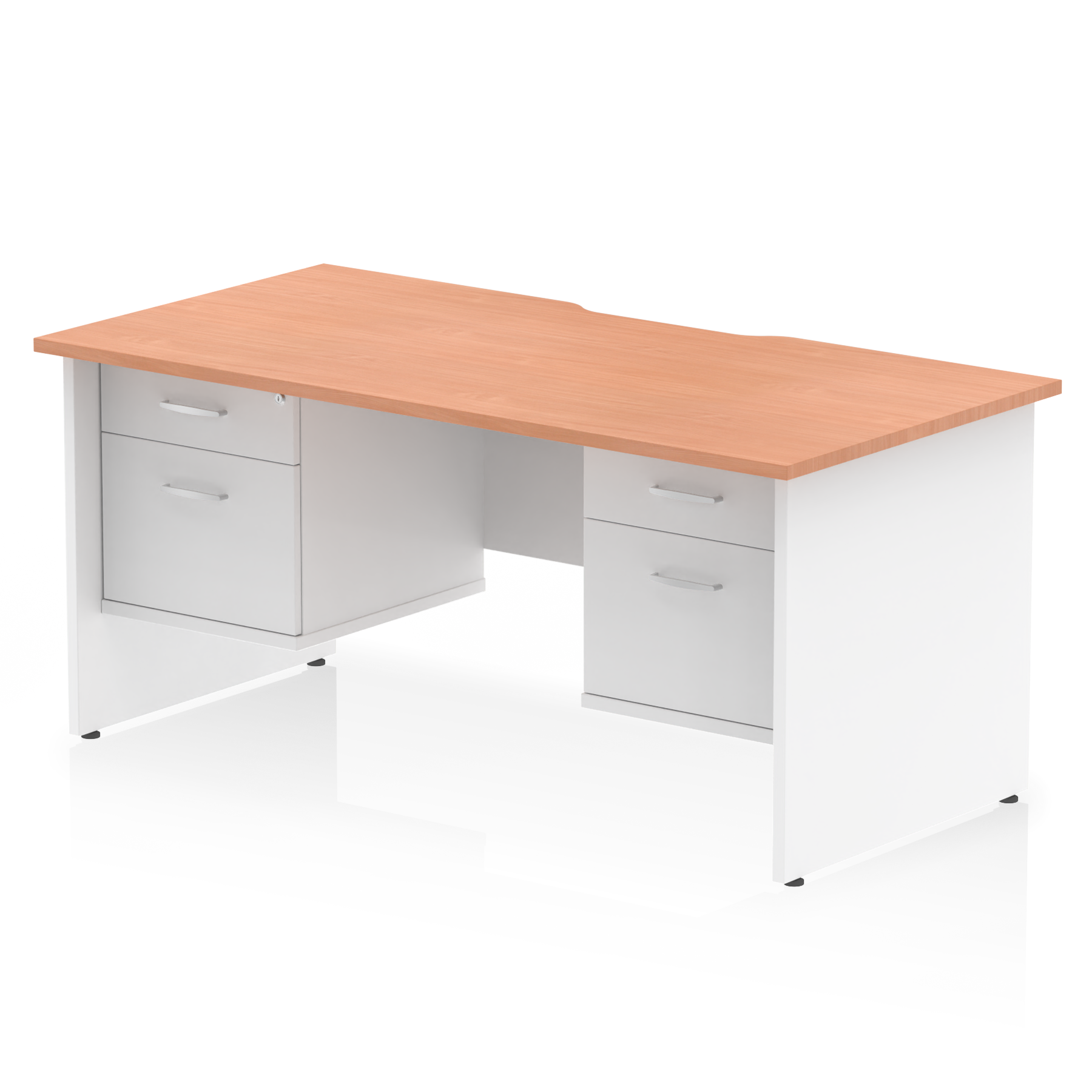 Impulse Scalloped Edge 1600mm Panel End Straight Desk With Two Fixed Pedestal