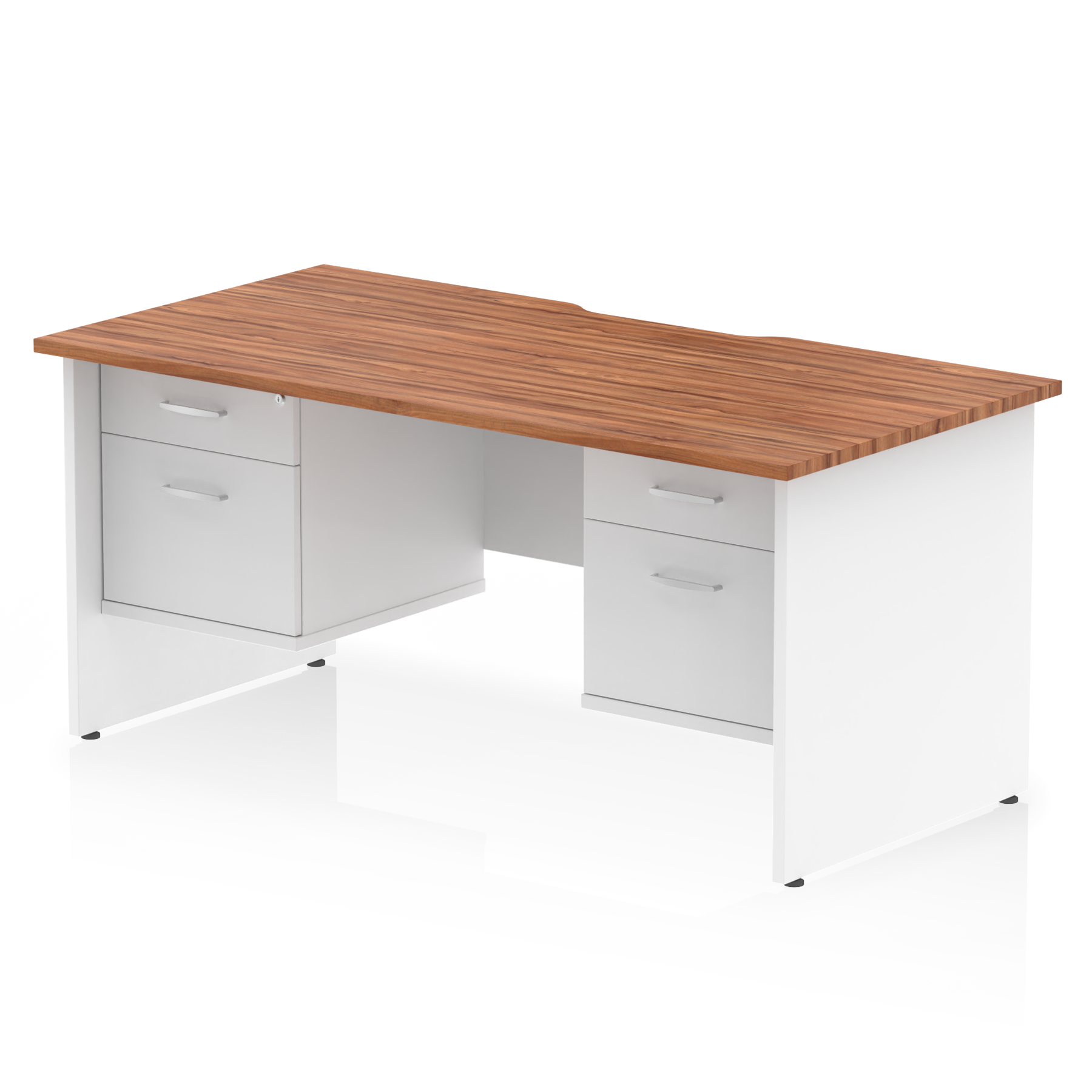 Impulse Scalloped Edge 1600mm Panel End Straight Desk With Two Fixed Pedestal