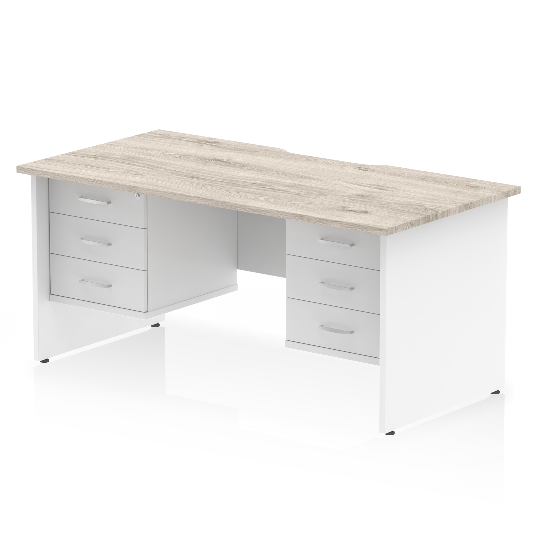 Impulse Scalloped Edge 1600mm Panel End Straight Desk With Two Fixed Pedestal