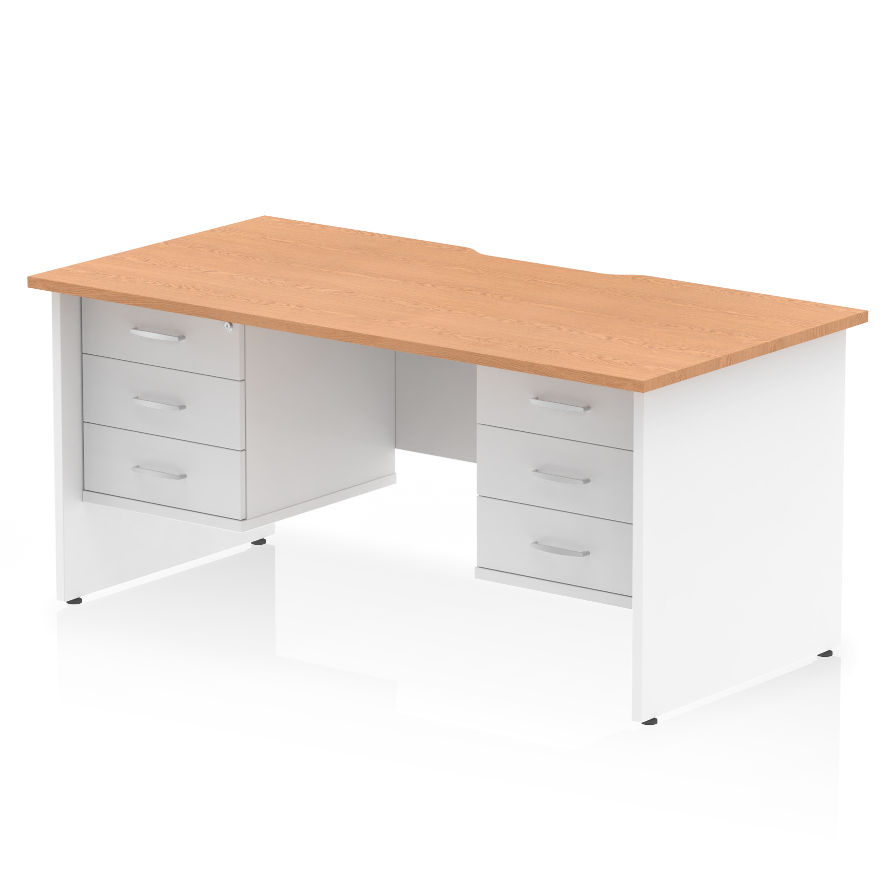 Impulse Scalloped Edge 1600mm Panel End Straight Desk With Two Fixed Pedestal