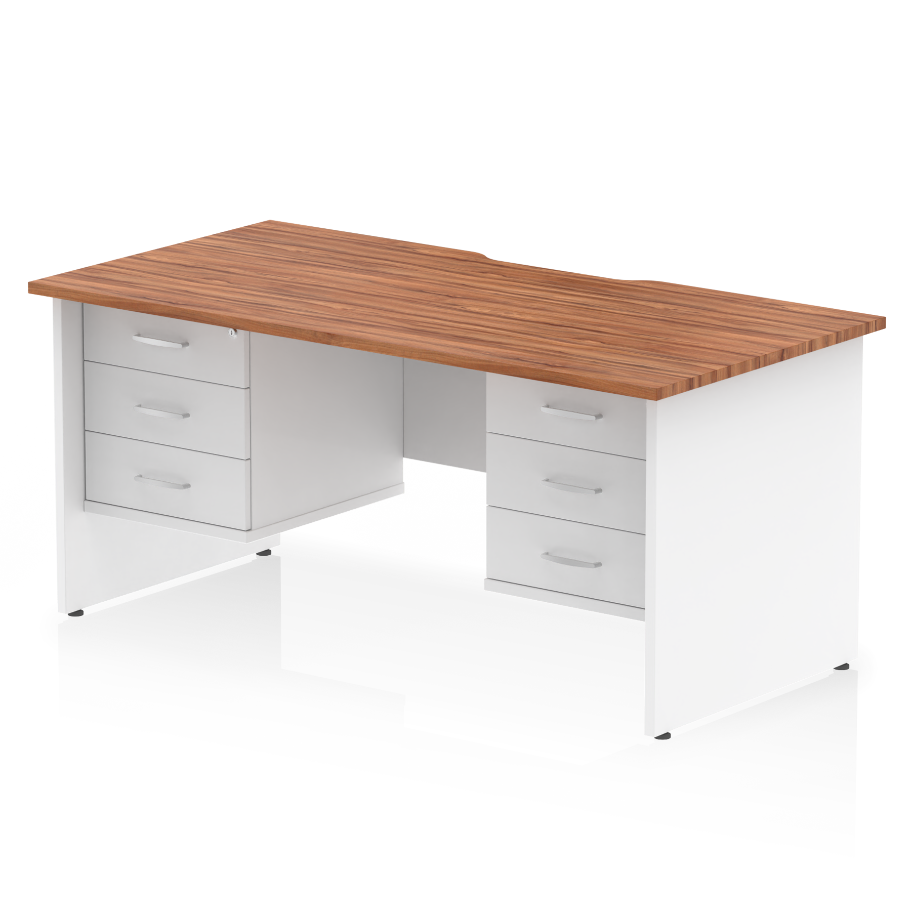 Impulse Scalloped Edge 1600mm Panel End Straight Desk With Two Fixed Pedestal