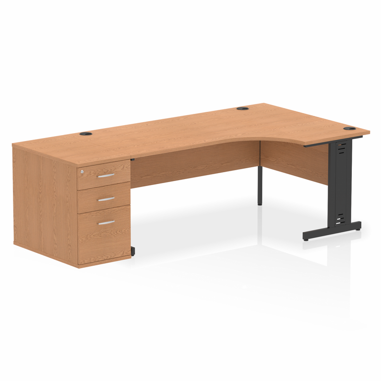 Impulse 1800mm Cable Managed Right Crescent Desk Workstation