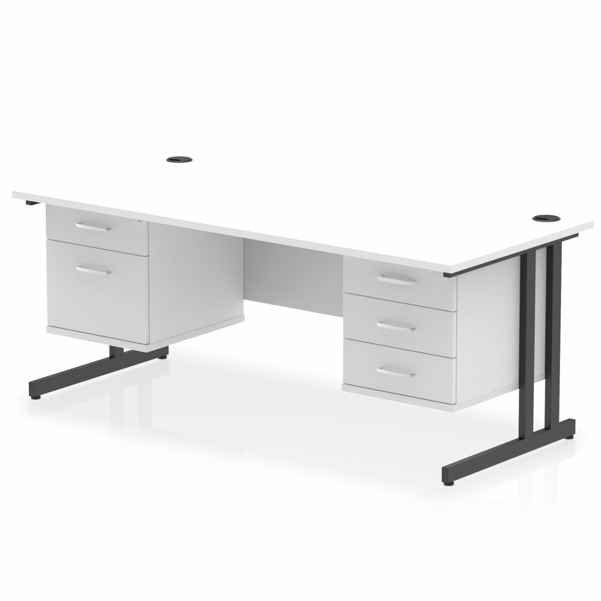 Impulse 1800mm Cantilever Straight Desk With Two Fixed Pedestal