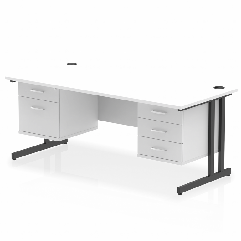 Impulse 1800mm Cantilever Straight Desk With Two Fixed Pedestal