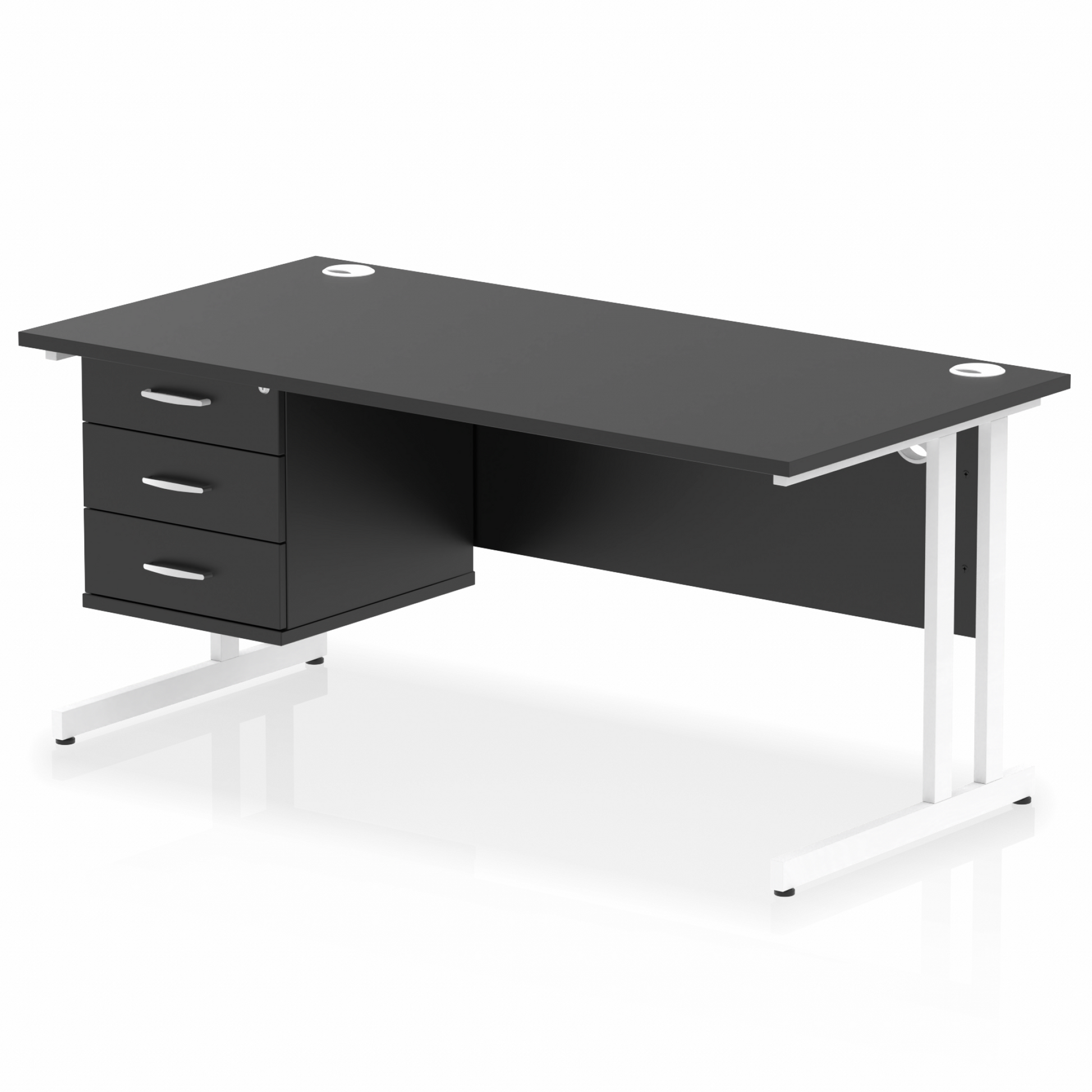 Impulse 1600mm Cantilever Straight Desk With Single Fixed Pedestal