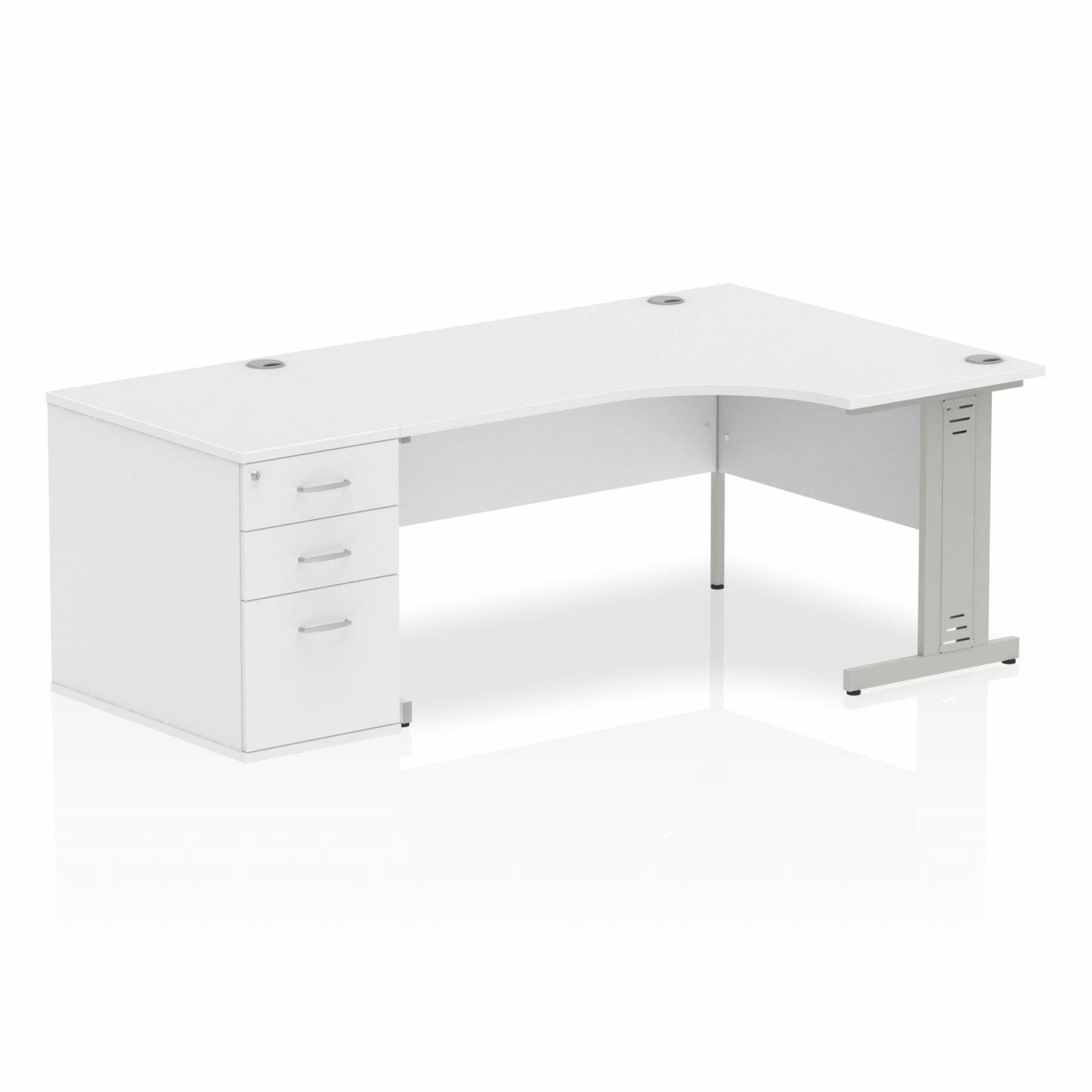 Impulse 1600mm Cable Managed Right Crescent Desk Workstation