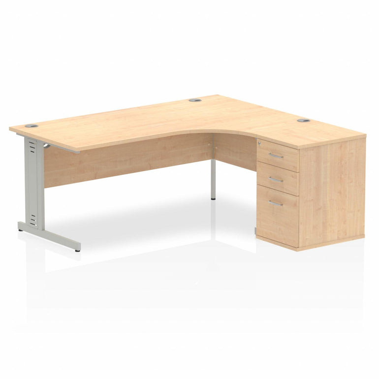 Impulse 1800mm Cable Managed Right Crescent Desk Workstation