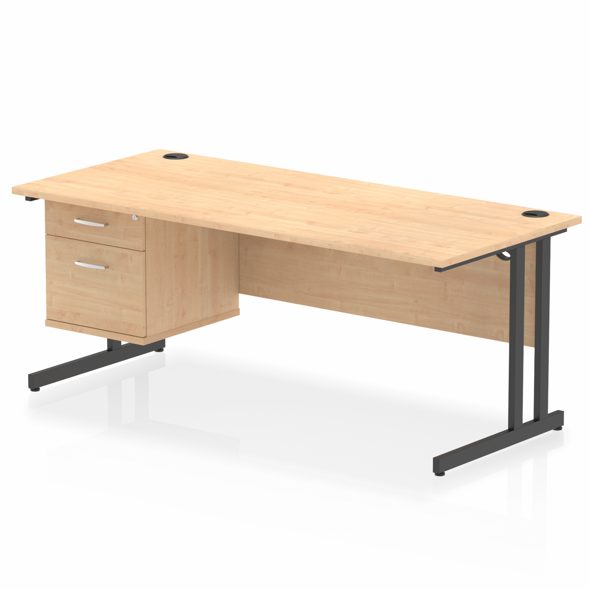 Impulse 1800mm Cantilever Straight Desk With Single Fixed Pedestal