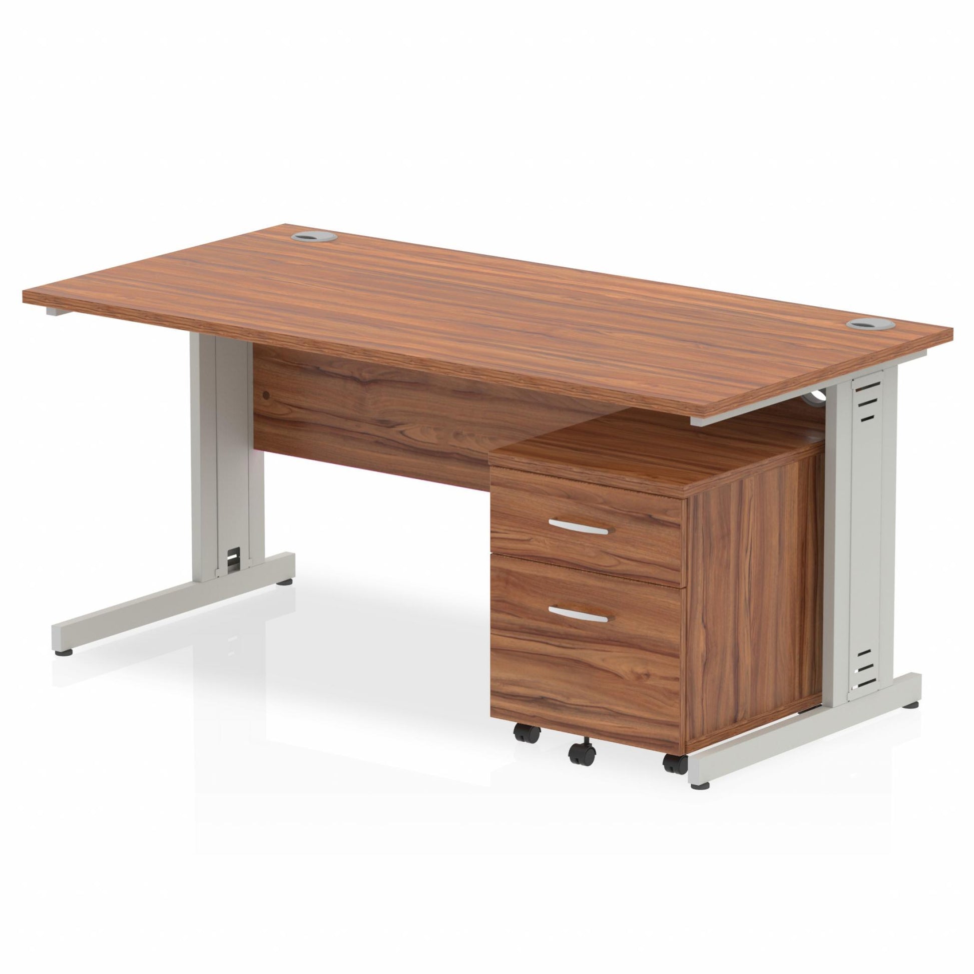 Impulse 1600mm Cable Managed Straight Desk With Mobile Pedestal