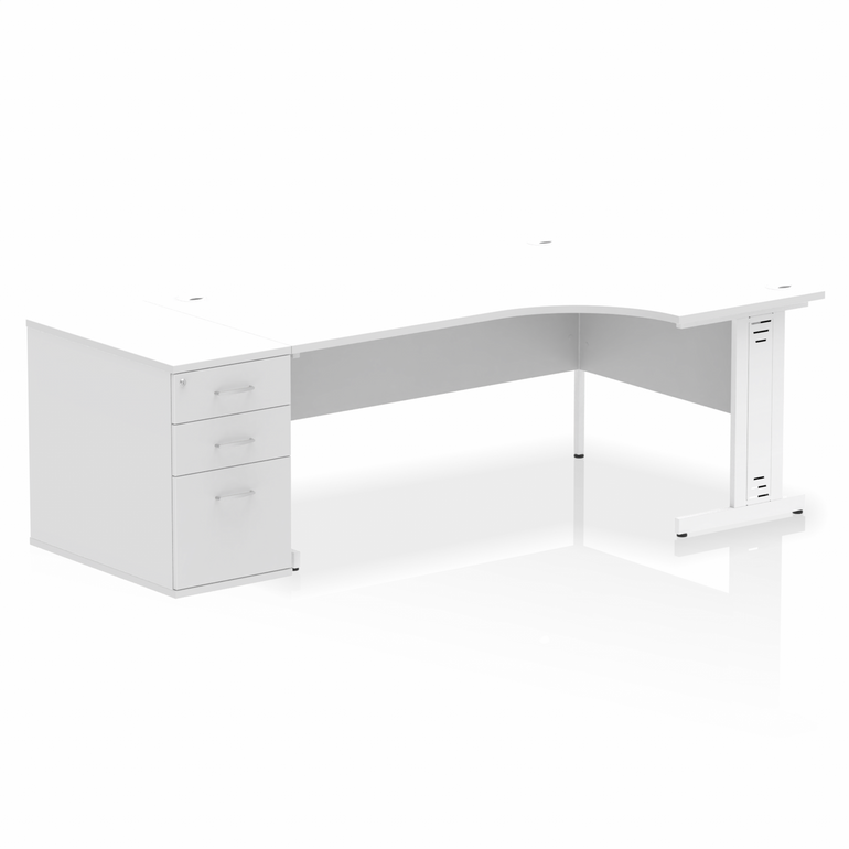 Impulse 1800mm Cable Managed Right Crescent Desk Workstation