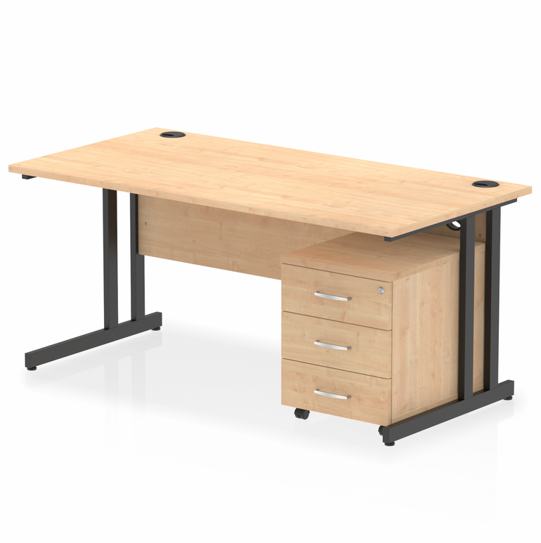 Impulse 1600mm Cantilever Straight Desk With Mobile Pedestal