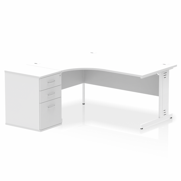 Impulse 1600mm Cable Managed Left Crescent Desk Workstation