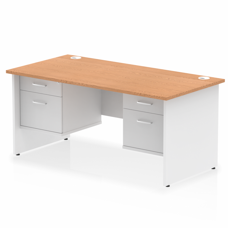 Impulse 1600mm Panel End Straight Desk With Two Fixed Pedestal