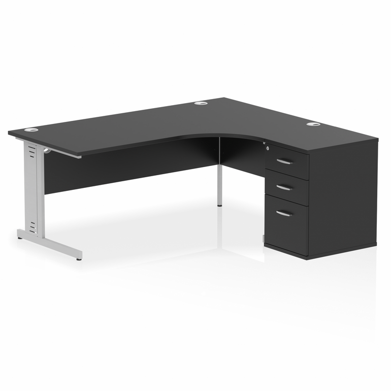 Impulse 1800mm Cable Managed Right Crescent Desk Workstation