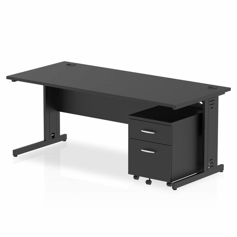 Impulse 1800mm Cable Managed Straight Desk With Mobile Pedestal