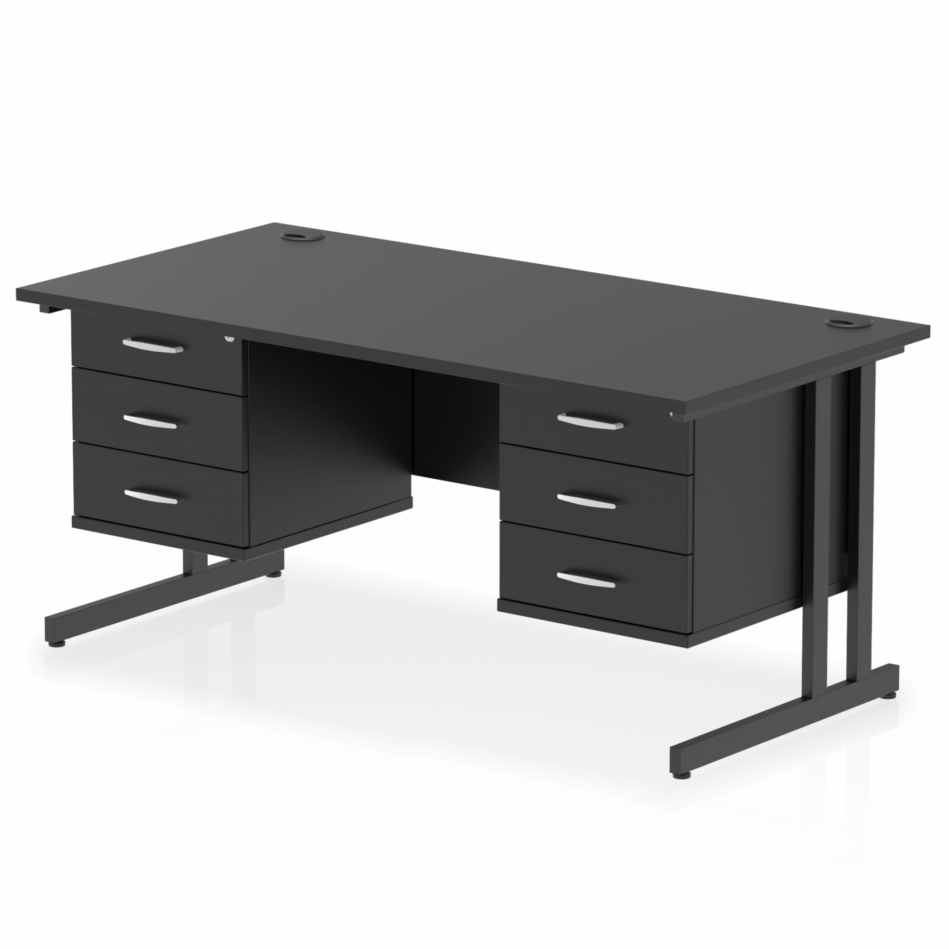 Impulse 1600mm Cantilever Straight Desk With Two Fixed Pedestal