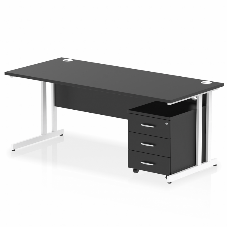 Impulse 1800mm Cantilever Straight Desk With Mobile Pedestal