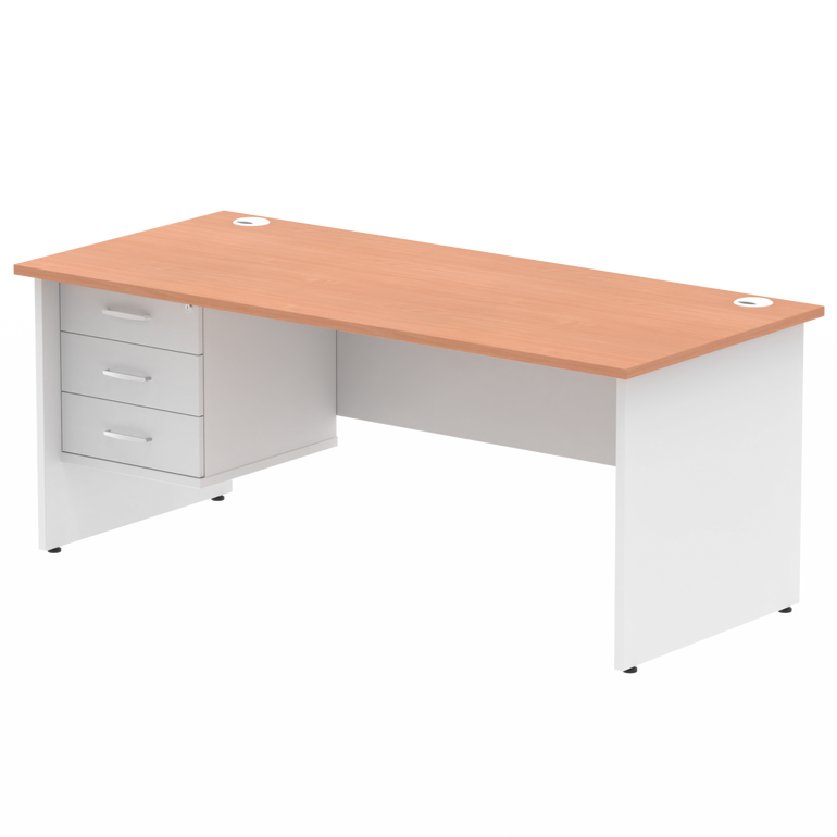 Impulse 1800mm Panel End Straigh Desk With Single Fixed Pedestal